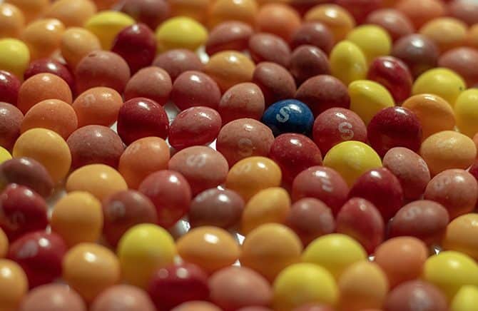 Skittles. All of them are yelllow, brown and red except one that is blue. The blue one is style, the rest is fashion.