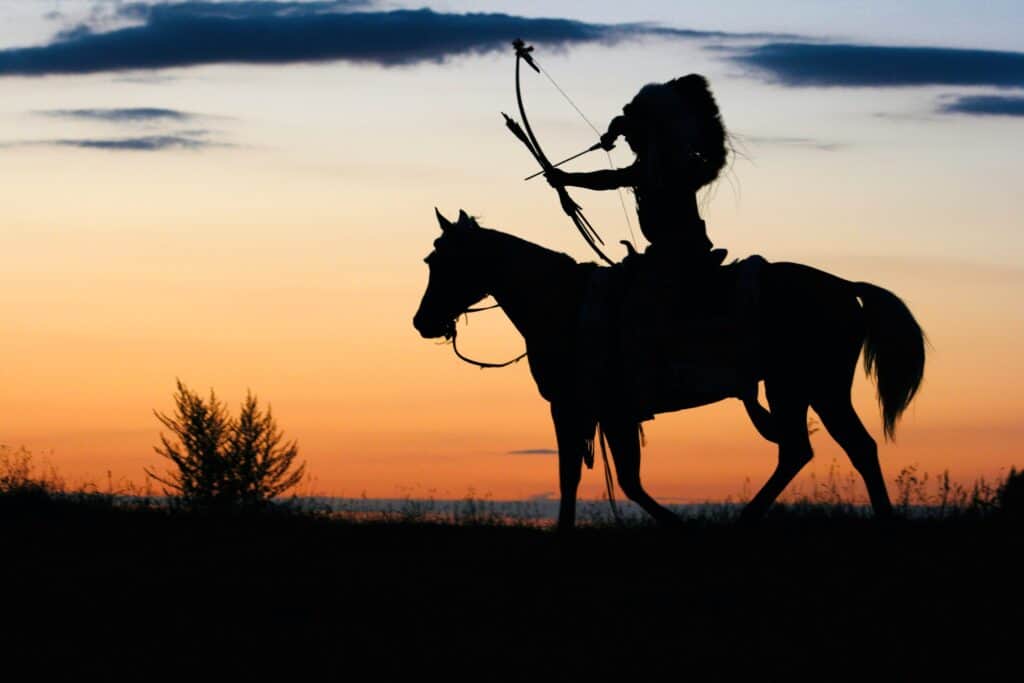 Native hunting on a horse