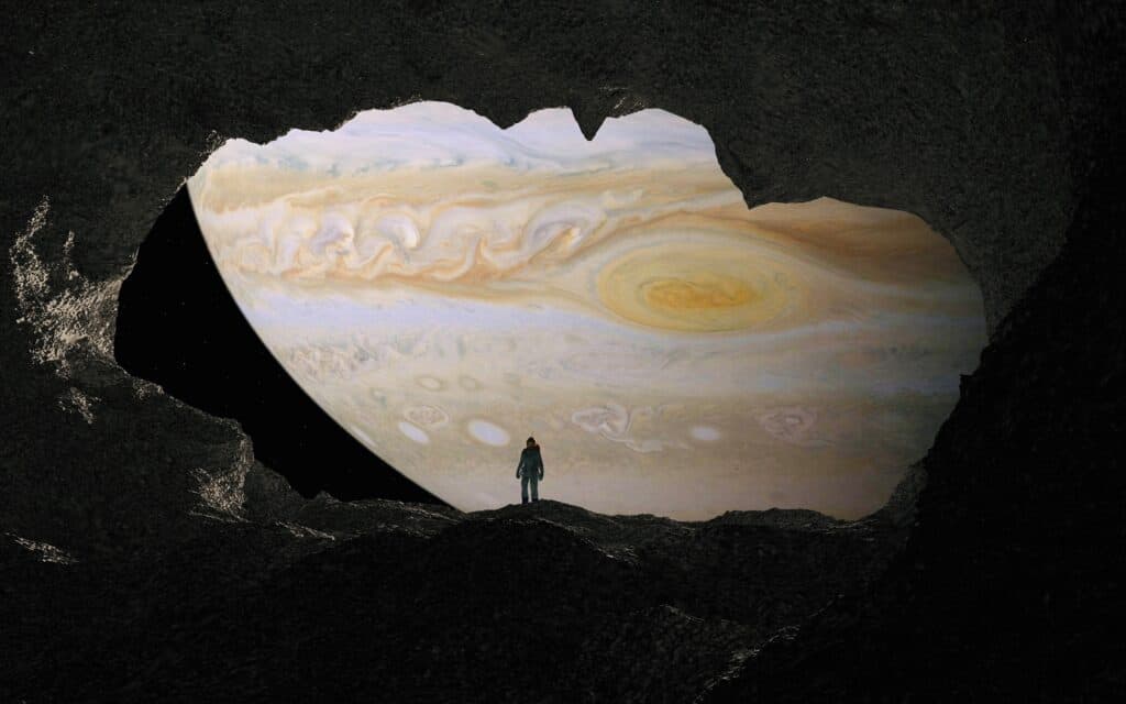 Cave overlooking Jupiter. 