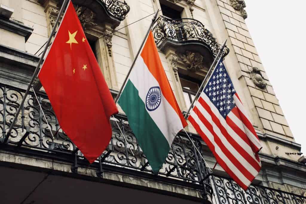 China and India flags. The most notorious examples of population control.