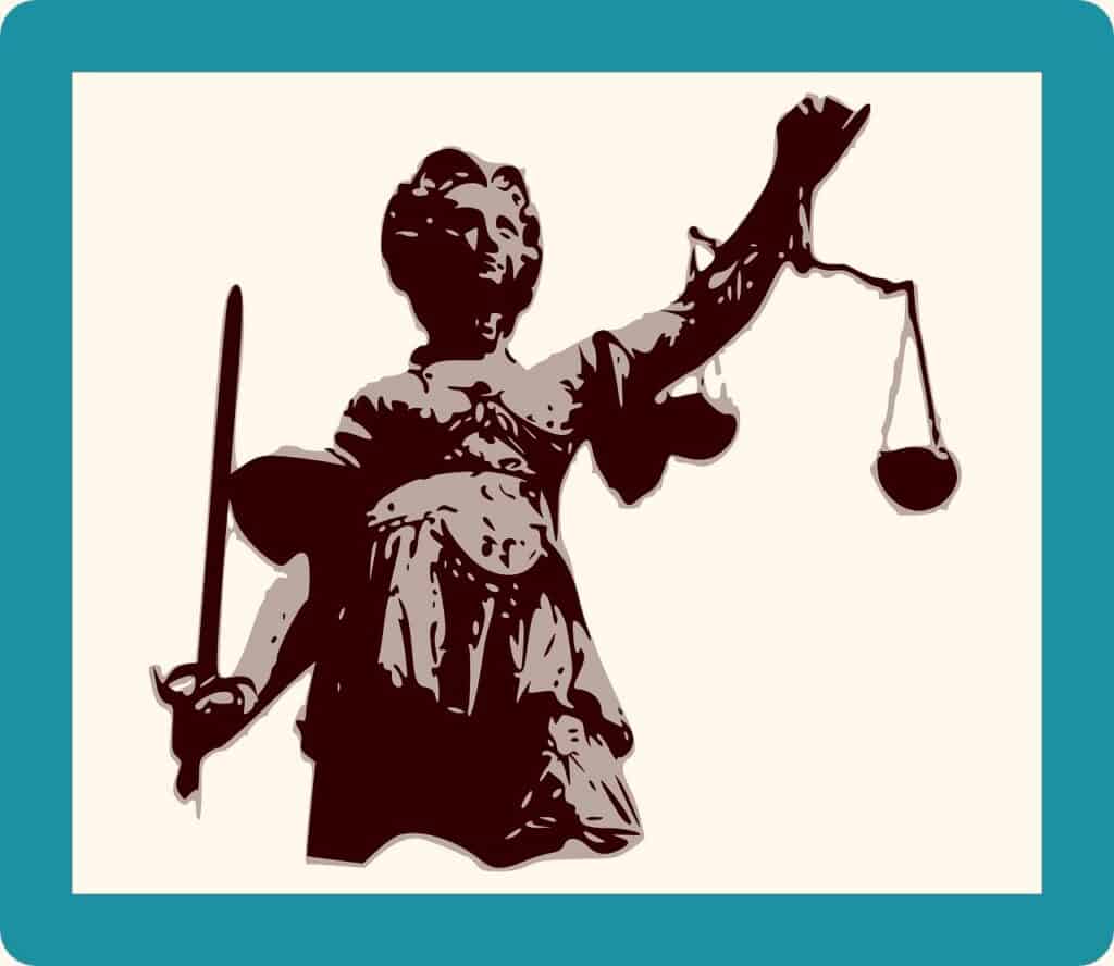 Lady justice with scales and a sword. The law should be part of true freedom, but sometimes it is not. 