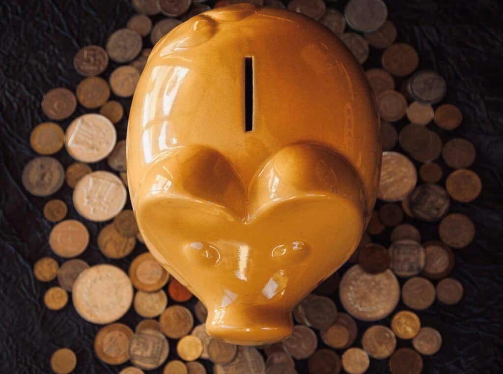 Golden piggy bank. No friends means saving more money. 