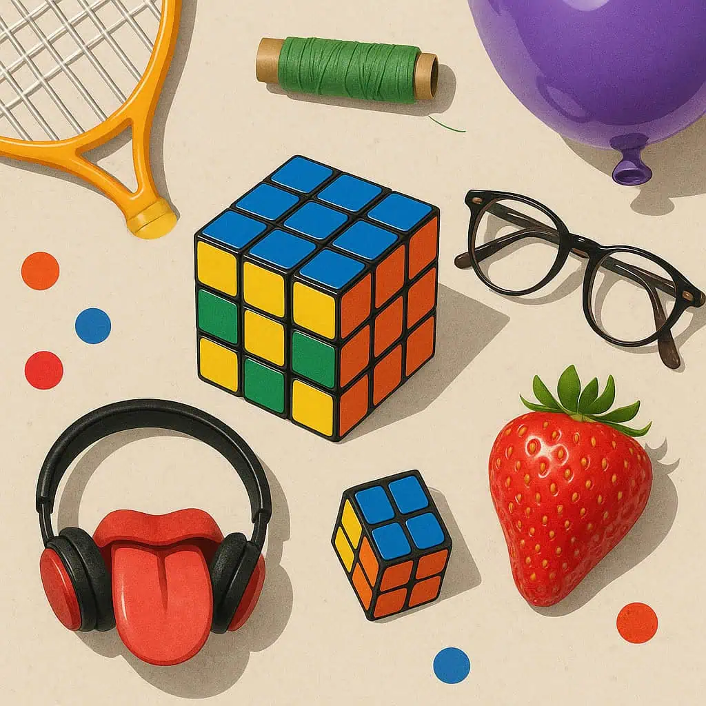 Headphones with red tongue prop