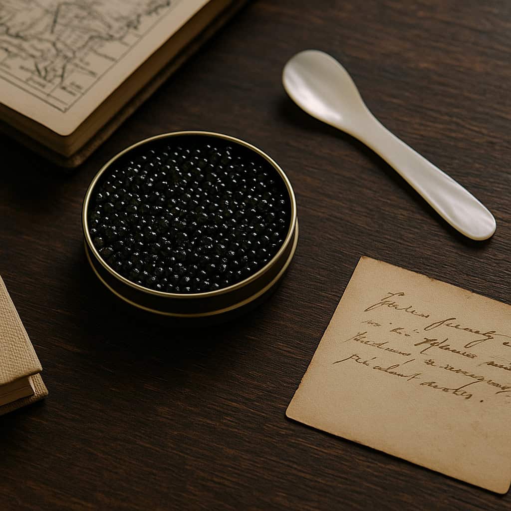 Caviar tin and pearl spoon