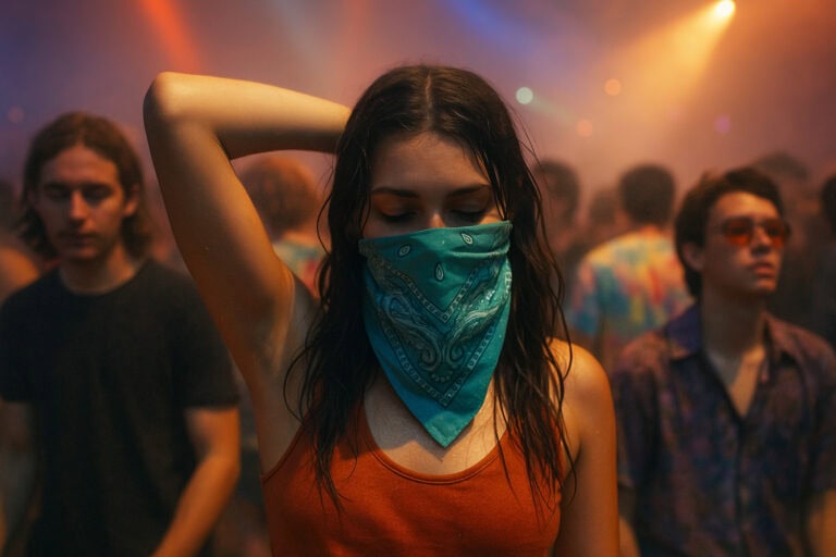 Woman with turquoise bandana