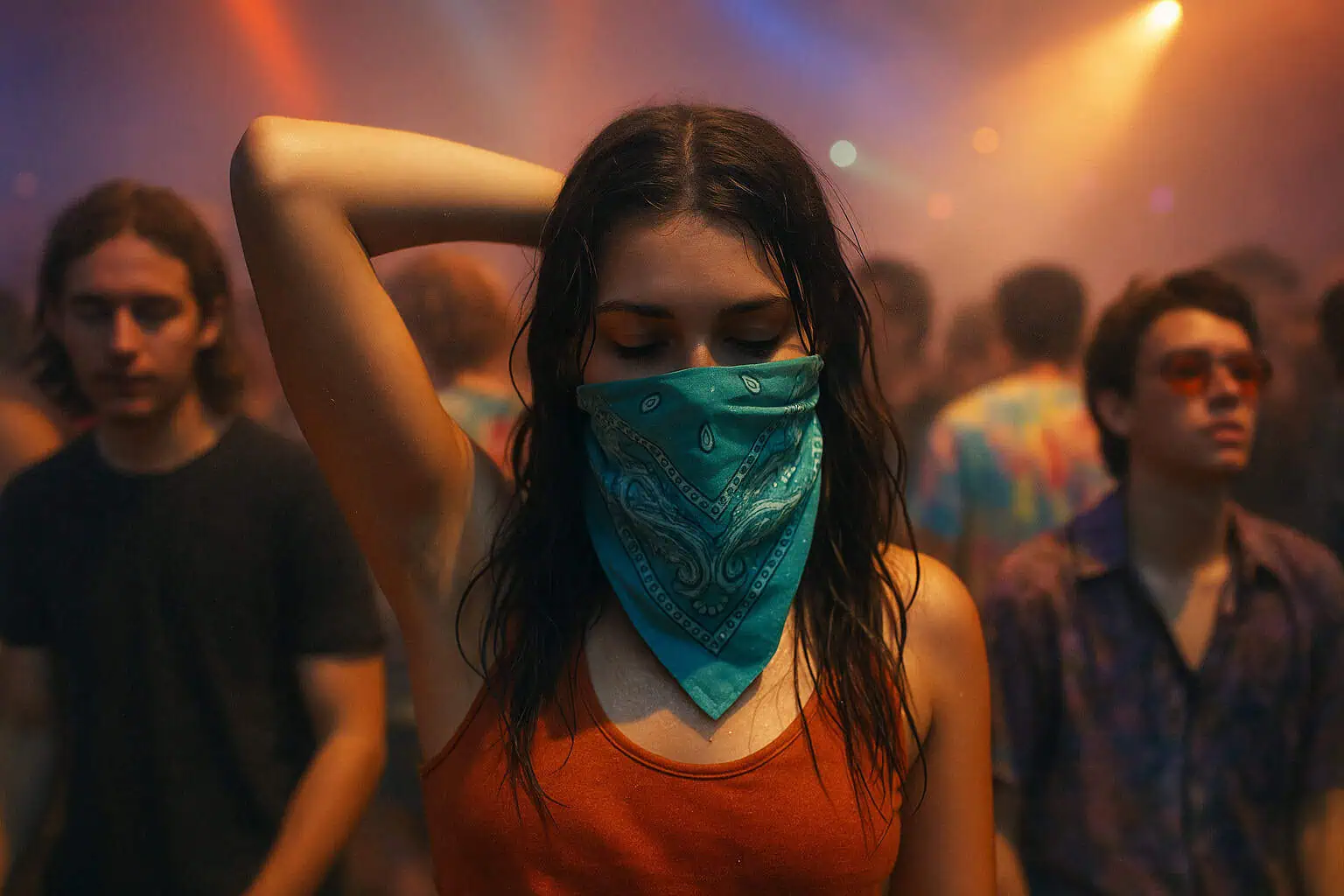 Woman with turquoise bandana