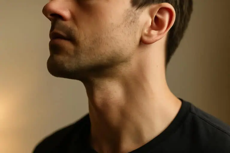 Male neck with visible throat bump