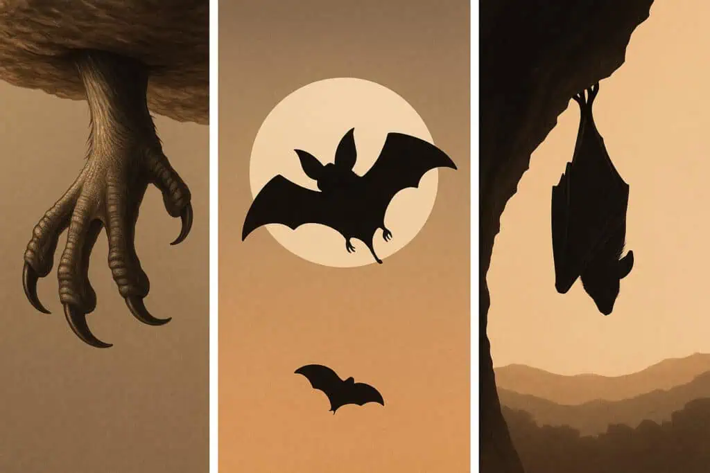 Bat claws gripping and bat silhouette