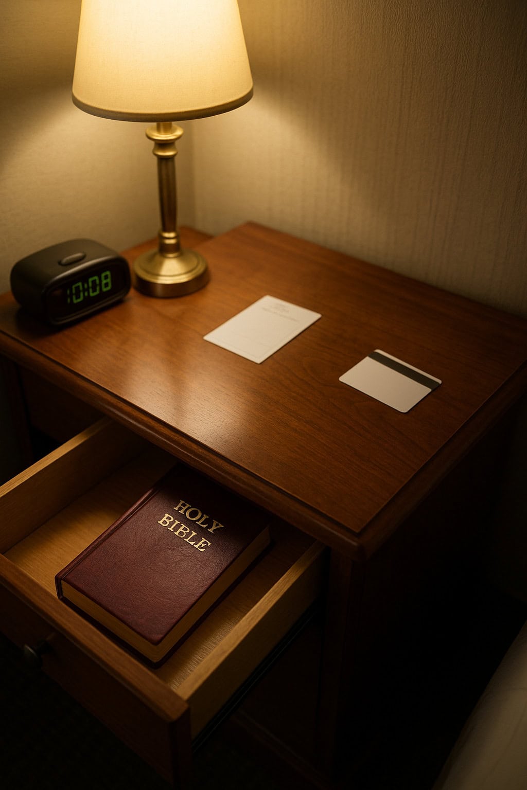 Bible in hotel nightstand drawer