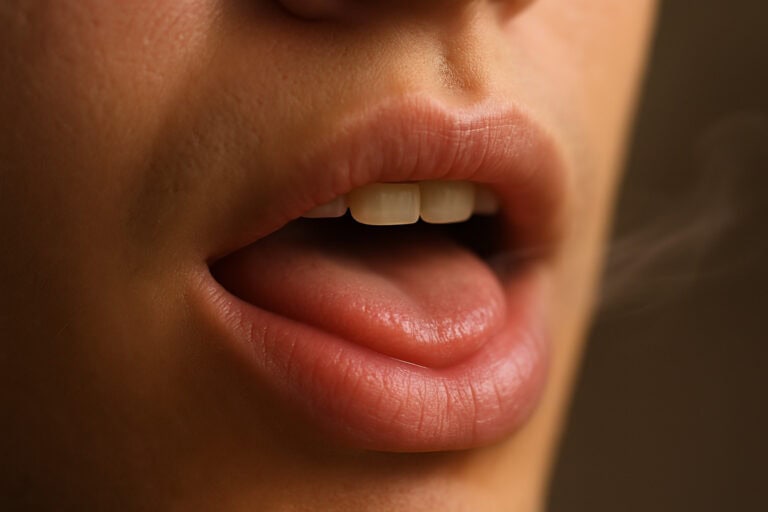 open mouth showing tongue and teeth
