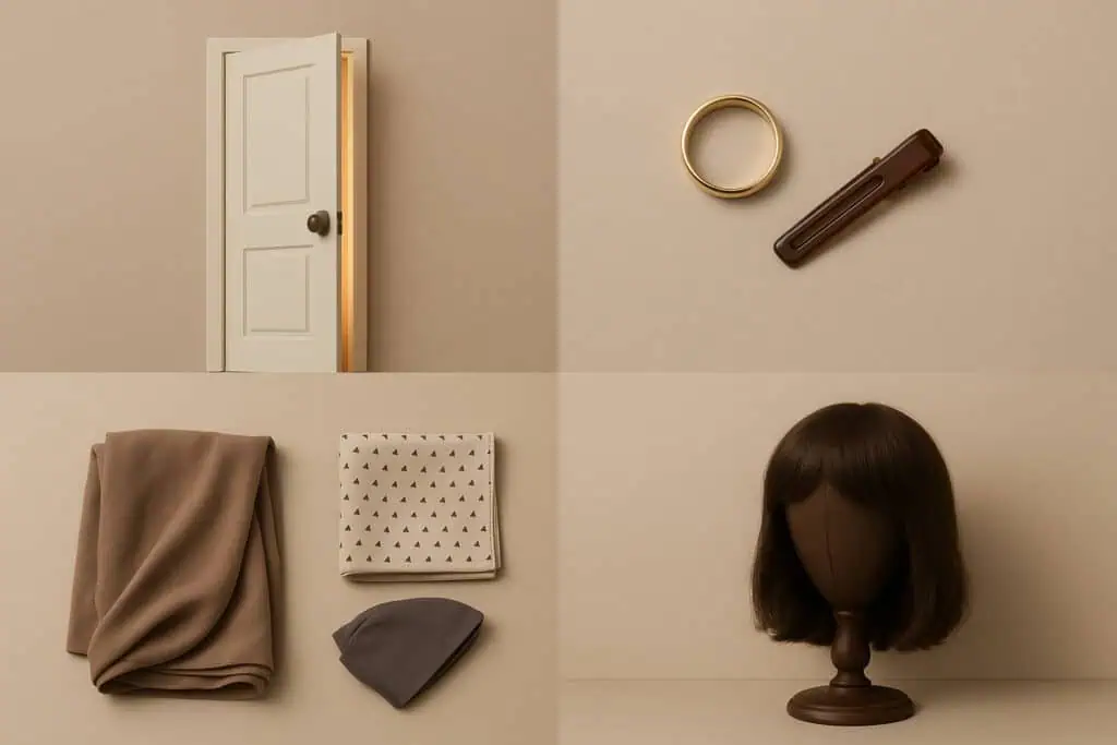 door ring scarves wig stand