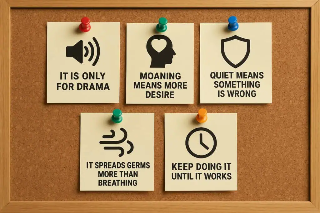 Corkboard with five icon notes