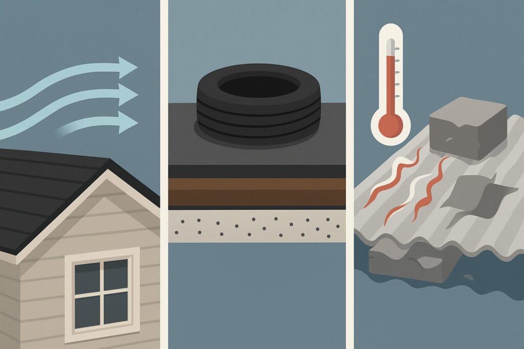 Wind arrows, roof layers, thermometer