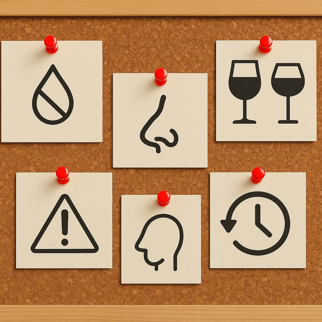Corkboard with pinned icon cards