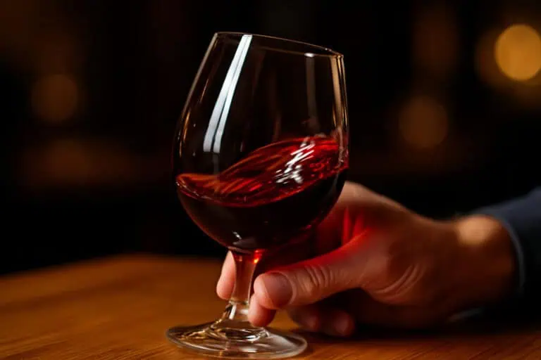 Hand swirling red wine glass