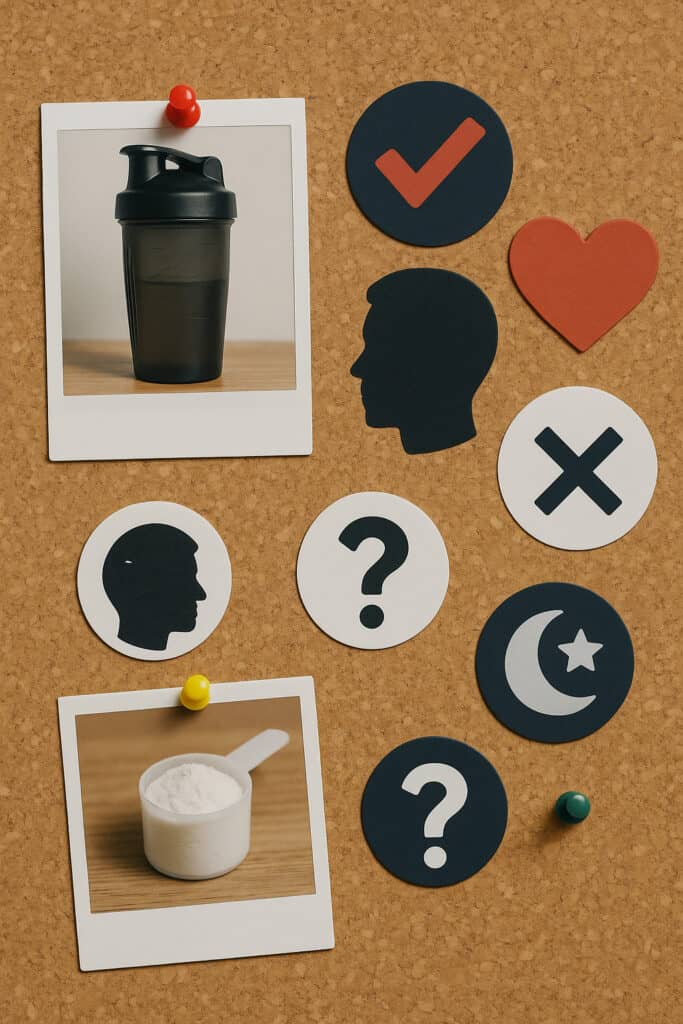 Cork board with shaker and icons