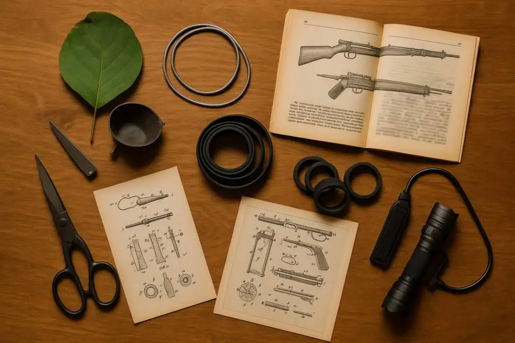 Inner tubes, scissors, vintage accessories