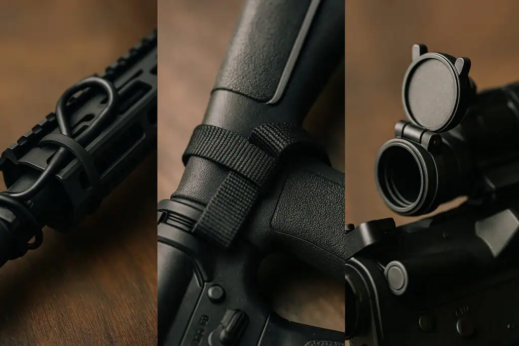 Rifle parts with rubber bands