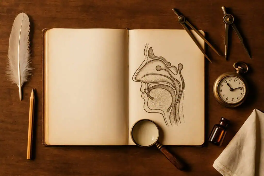 Open notebook with nasal diagram
